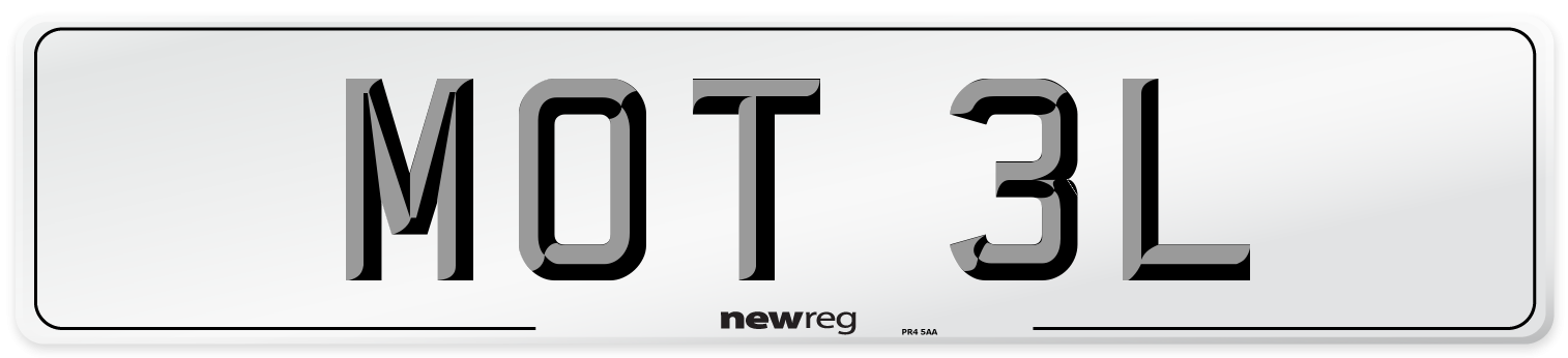 MOT 3L Number Plate from New Reg